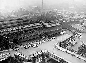 A 1960s view of Exchange Station showing the now demolished buildings and the retained façade