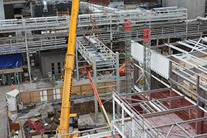 Erecting steel in a  confined site surrounded by an operating brewery has been a challenge