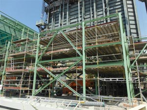 The steelwork for the turbine hall was completed around equipment installation