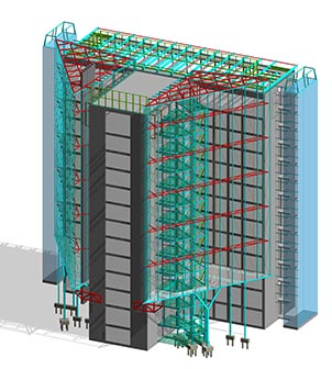 Diagram showing the steelwork additions to the East Wing
