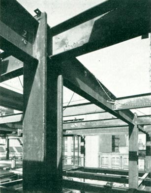View showing welded beam-to-column joint