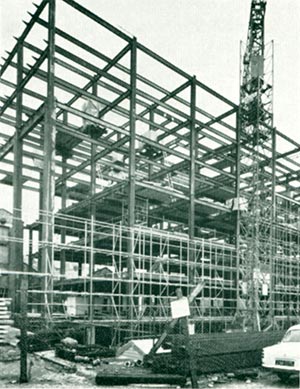 Lower floor units in position during erection