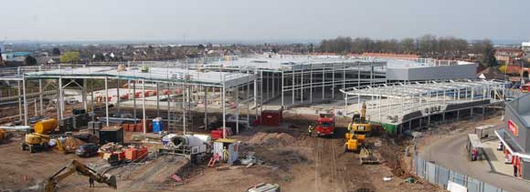 The Sainsbury’s store and parts of Block B (right) take shape