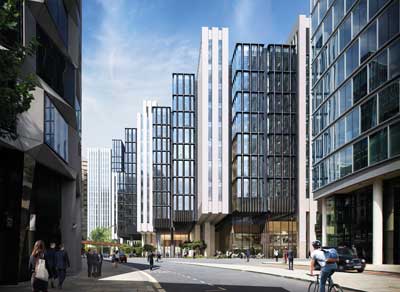 How the multiple cantilevers will look on 1 London Wall Place
