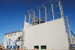 The turbine hall during the cladding process