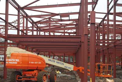 Steelwork contractor Walter Watson used its own fleet of cranes and MEWPs