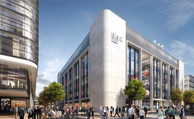 Visualisation of the completed BBC Wales building