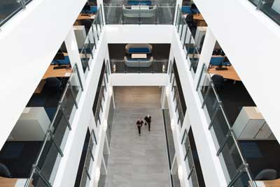 Offices are arranged around a large central atrium