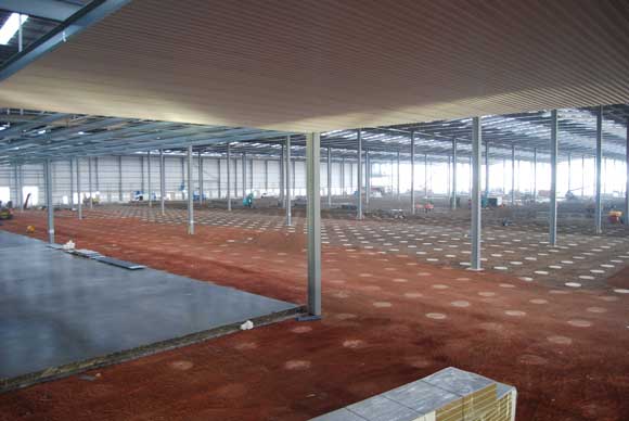 False ceilings at either end of the building provide access to the sprinkler system