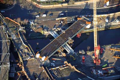 The deck of the Irwell Crossing was completed first