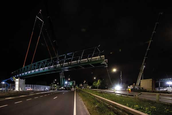 Vital footbridge installed over A45