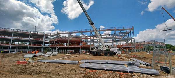 Steelwork creating new school at Walton-on-Thames