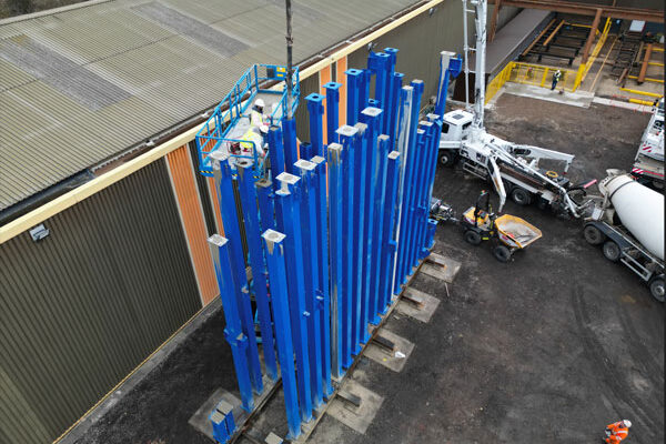 Concrete-filled steel columns form Corby cold store