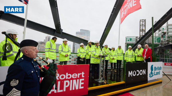 Broadgate tower celebrates topping out at level 37